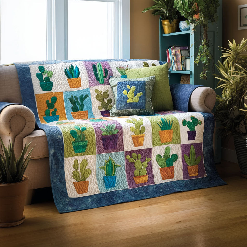 Cozy Succulents Quilted Sofa Cover Sofa And Seat Covers Cactus Themed Birthday Gifts - Tradiviet