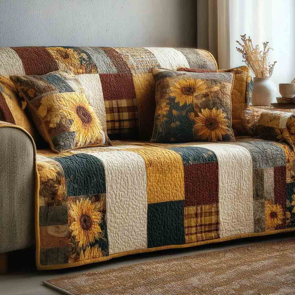 Cozy Sunflower Quilted Sofa Cover Best Sofa Covers Sunflower Gifts For Mom - Tradiviet