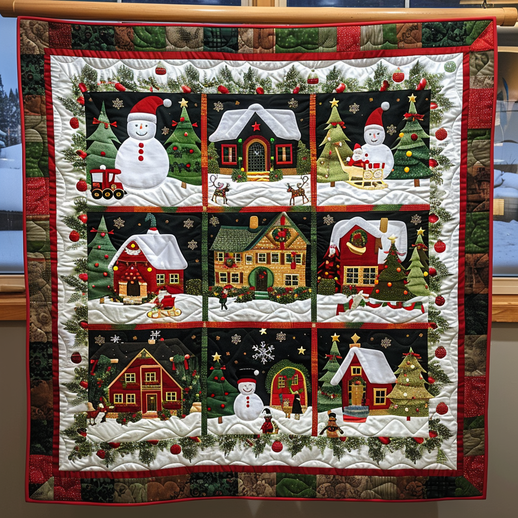 Cozy Village Christmas Quilted Blanket Holiday Decorations Gift For Teacher - Tradiviet