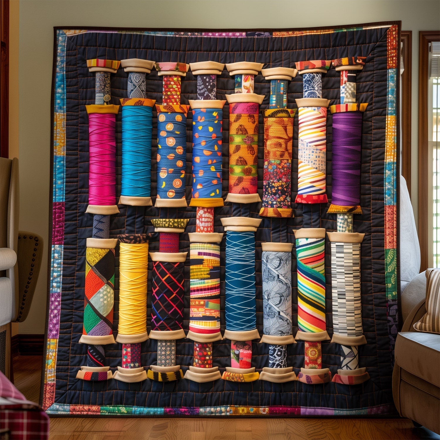 Crafty Spools Quilted Blanket Indoor Decorations Gift For Home Decor - Tradiviet