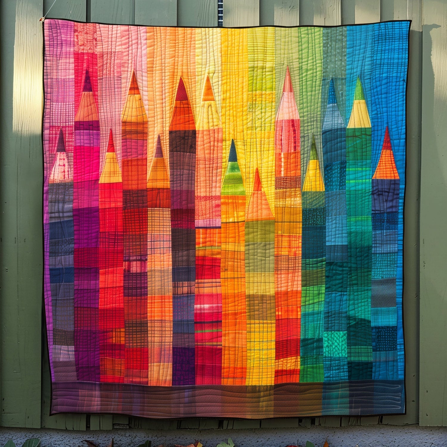 Crayon Kaleidoscope Quilted Blanket Decorations Gift For House Decor - Tradiviet