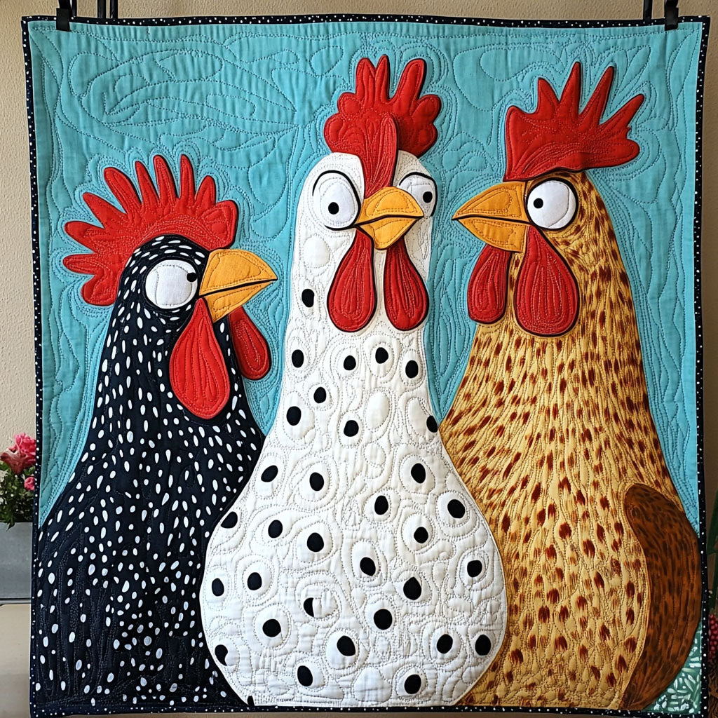 Crazy Cluckers Quilted Blanket Decorations Indoor Gift For Wall Decor - Tradiviet