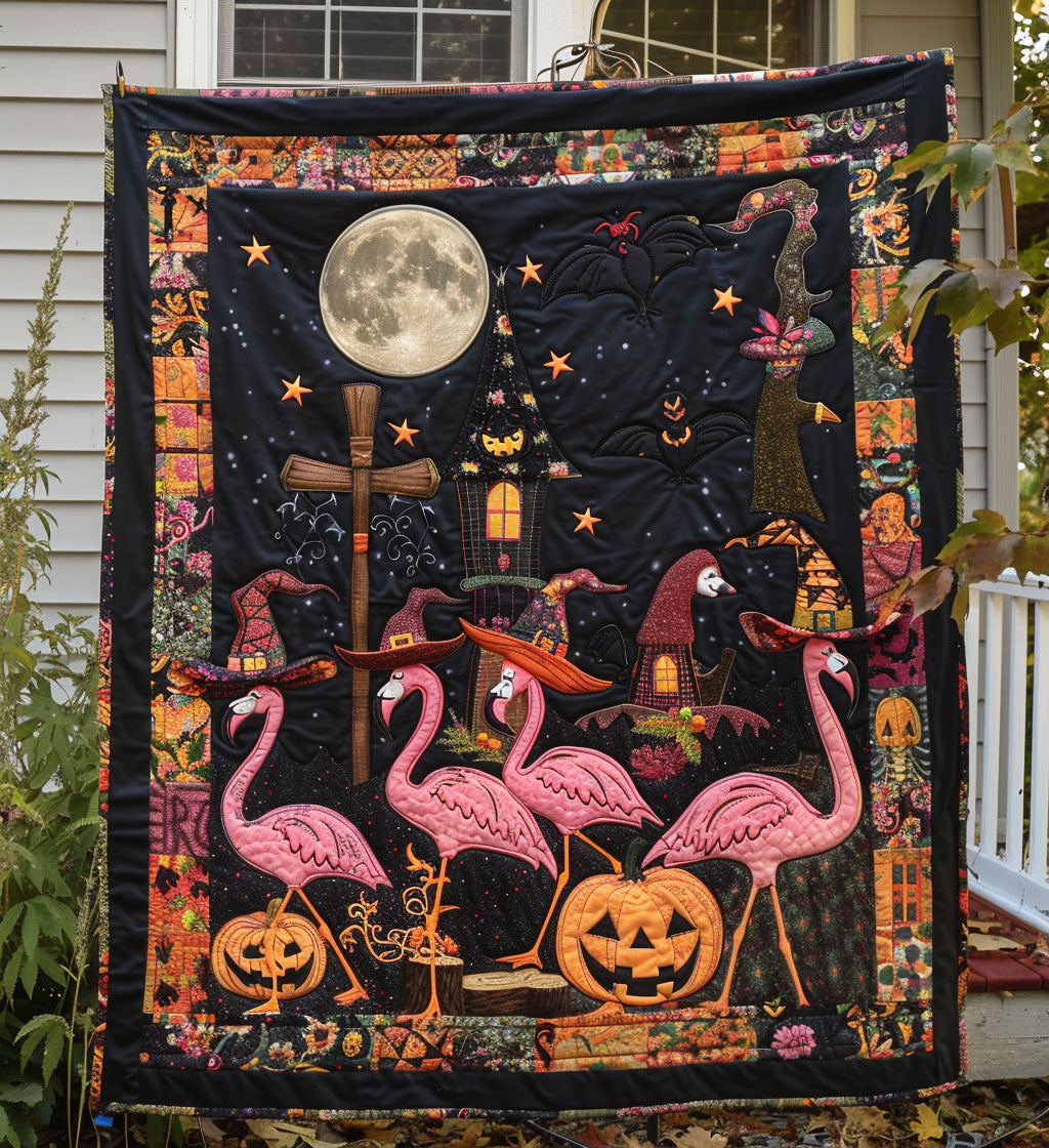 Creepy Flamingos Quilted Blanket Living Room Ideas Gift For Home Lover - Tradiviet