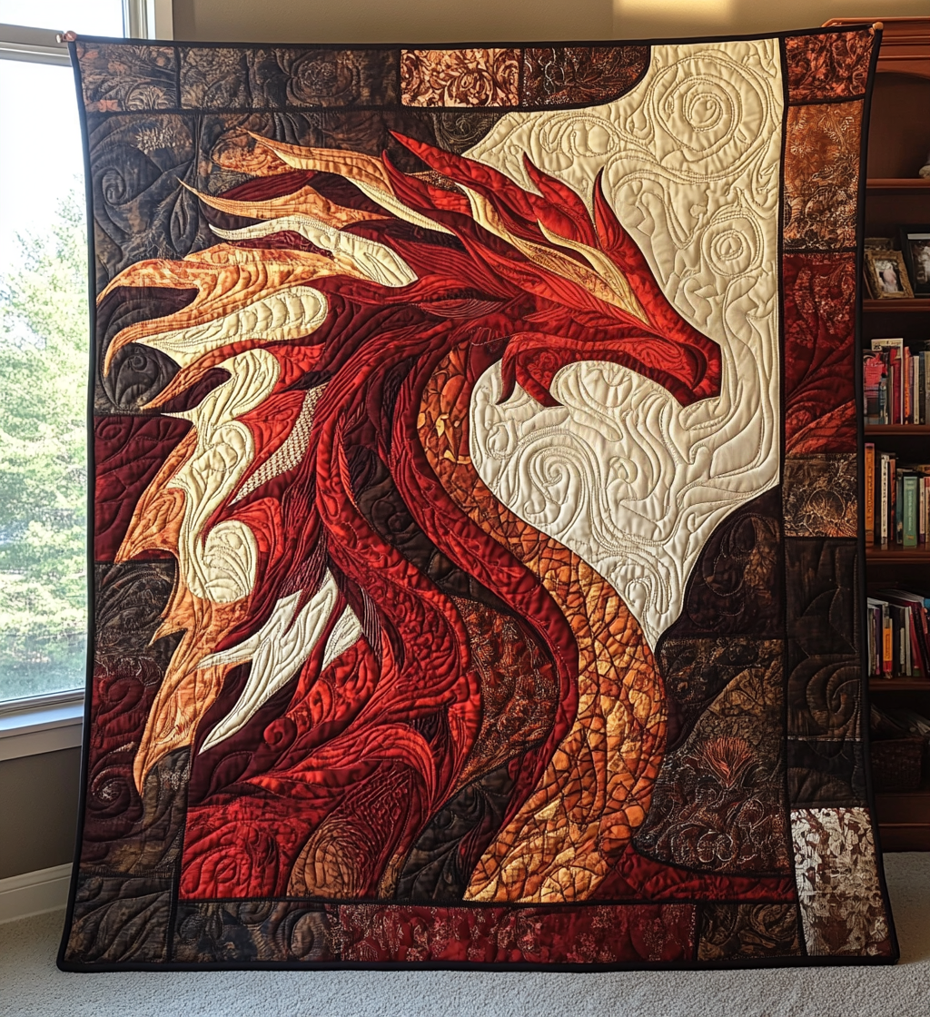 Crimson Flame Quilted Blanket Cute Room Decor Gift For Aesthetic Room - Tradiviet