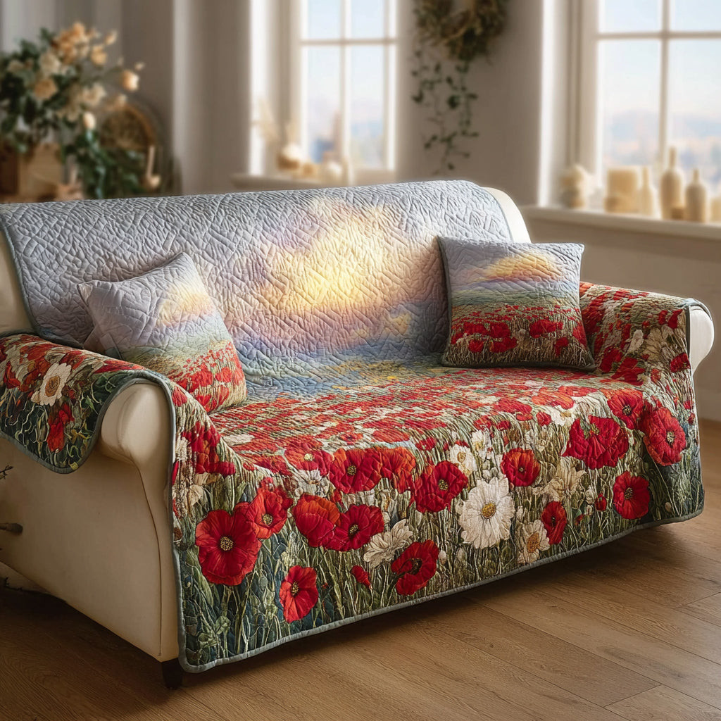 Crimson Horizon Quilted Sofa Cover Sofa Protector Ideas For Mother' Day Gifts - Tradiviet