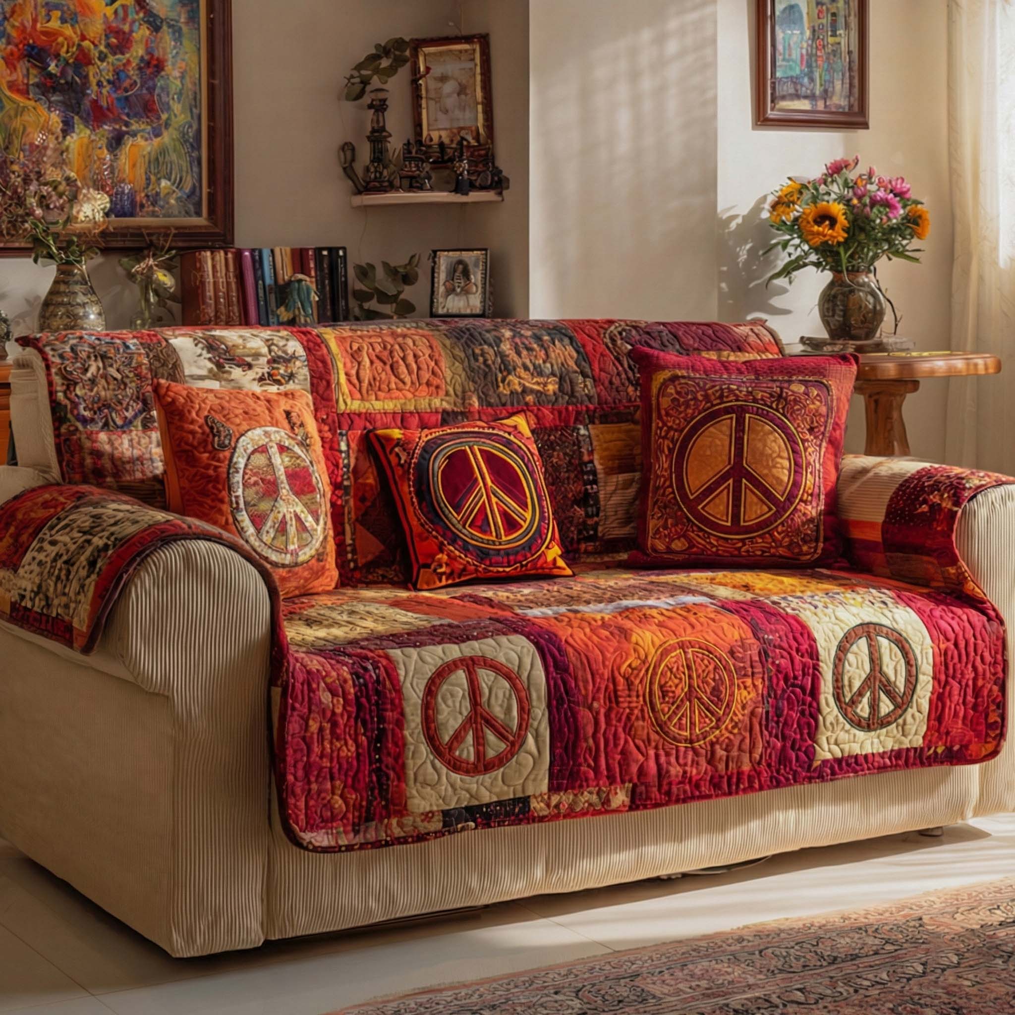 Crimson Peace Lounge Quilted Sofa Cover Room Room Decor Unique Home Decor Finds - Tradiviet