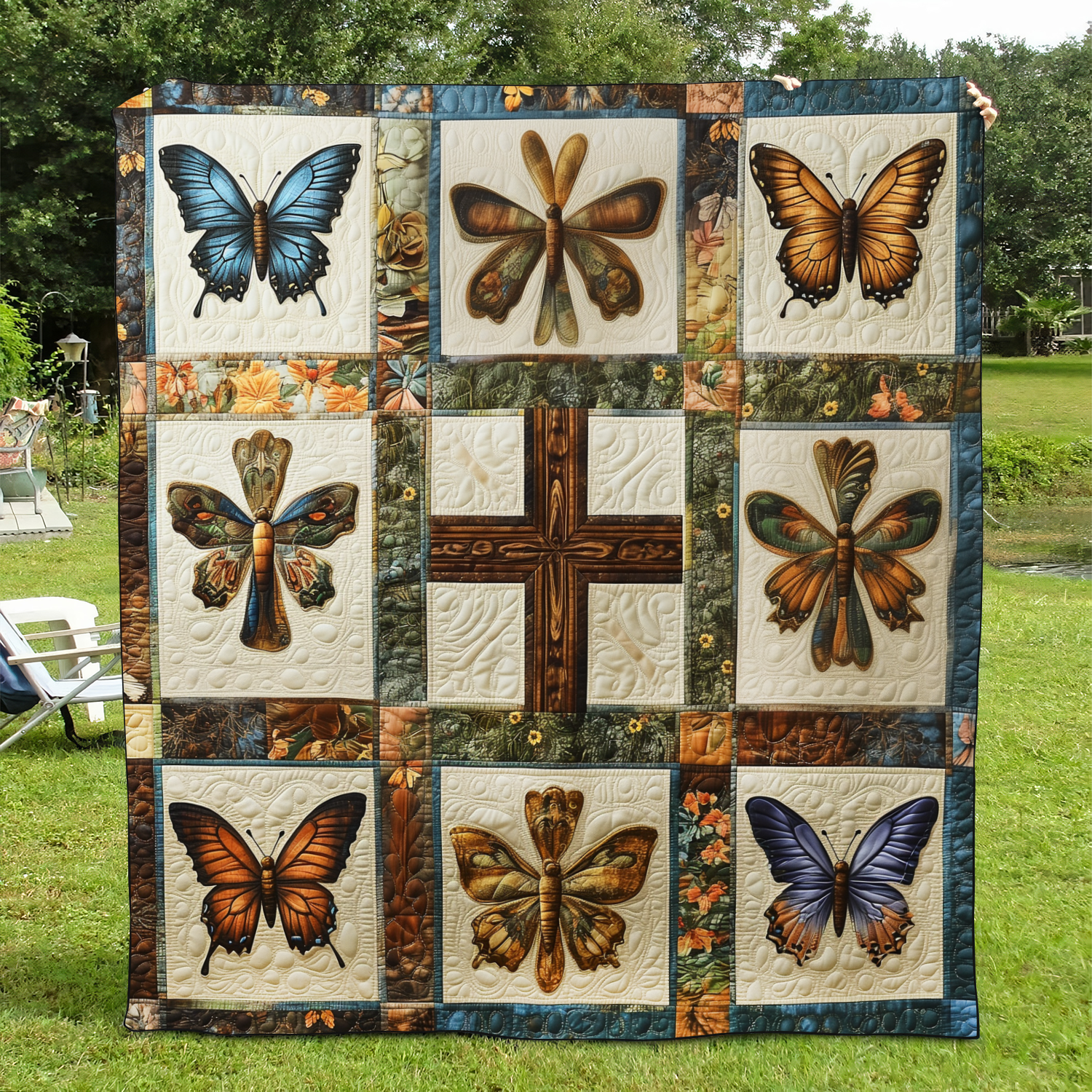 Cross of Hope Quilted Blanket 250 Years Of Defending Liberty Patriotic Gifts For Women - Tradiviet