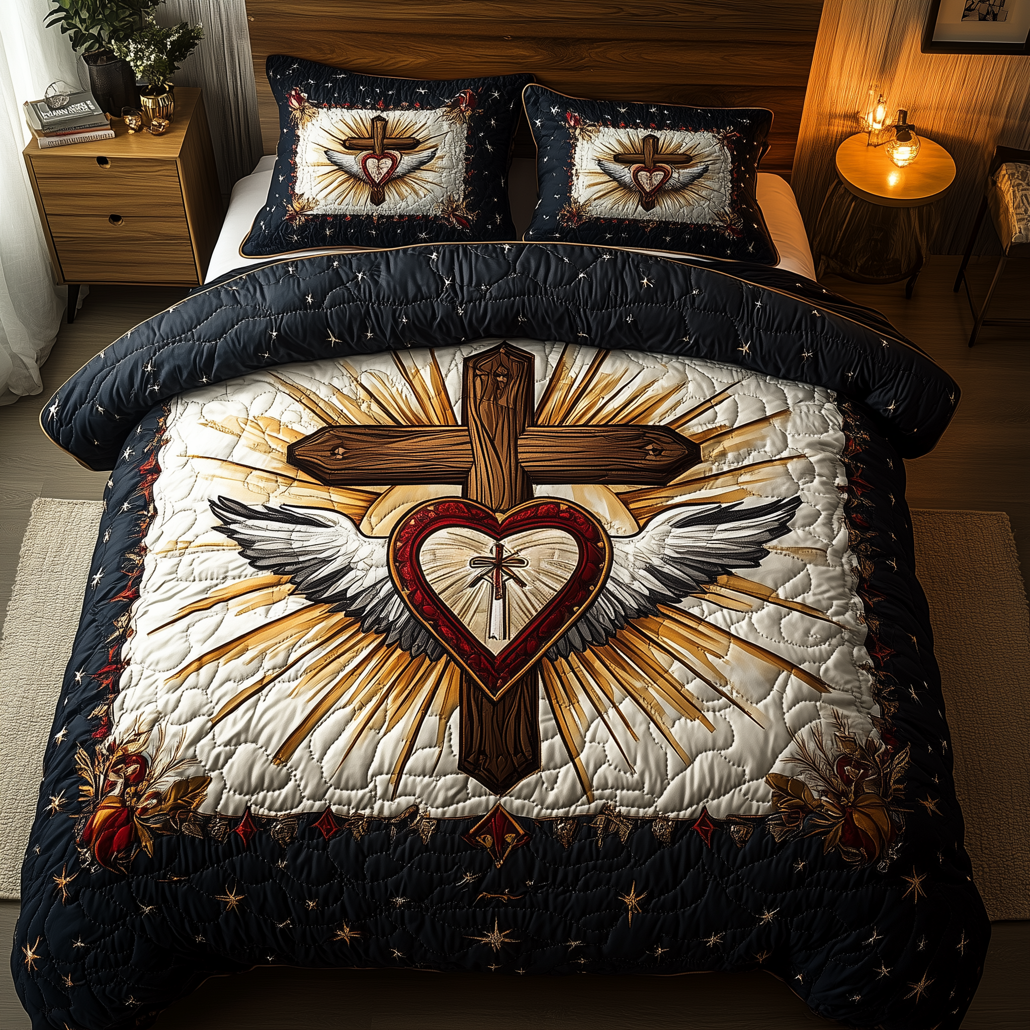 Cross of Life Quilted Bedding Set Cross Life Meadow Gift For Cross Life - Tradiviet