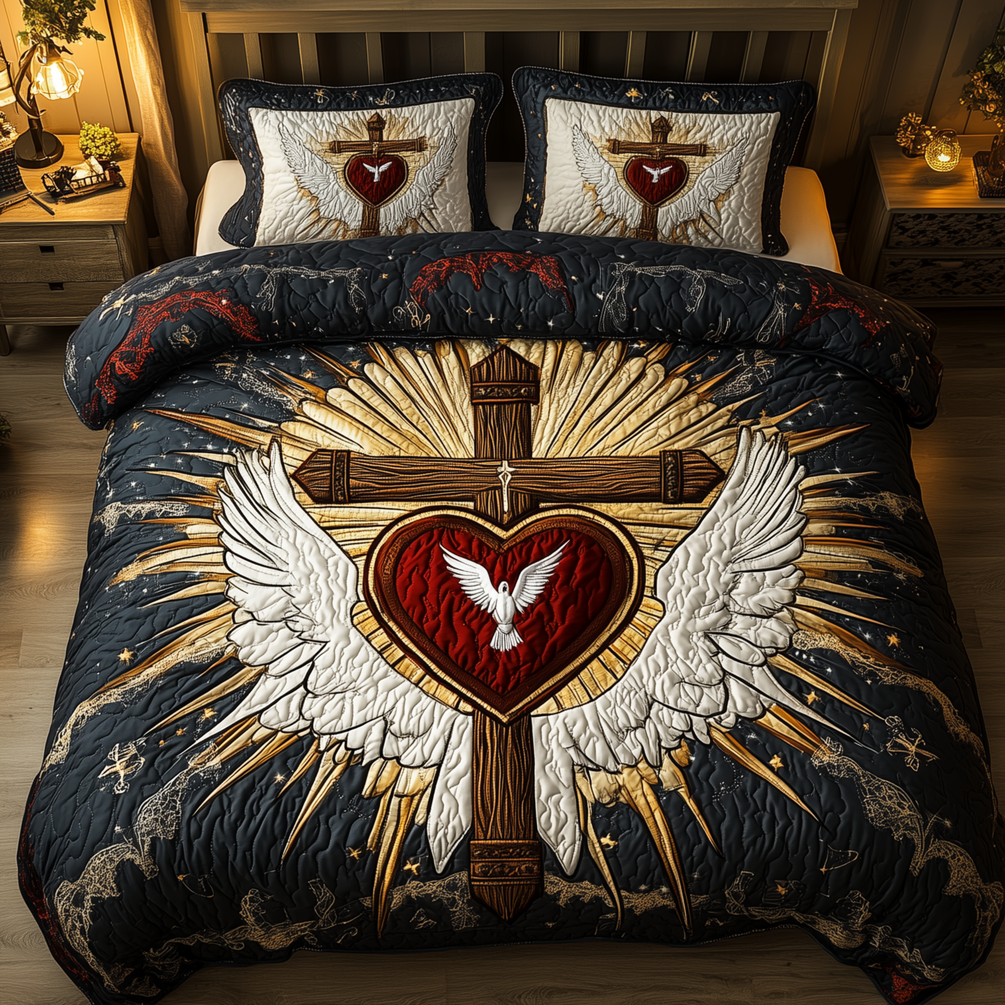 Cross of Life Quilted Bedding Set Cross Life Ocean Gift For Cross - Tradiviet
