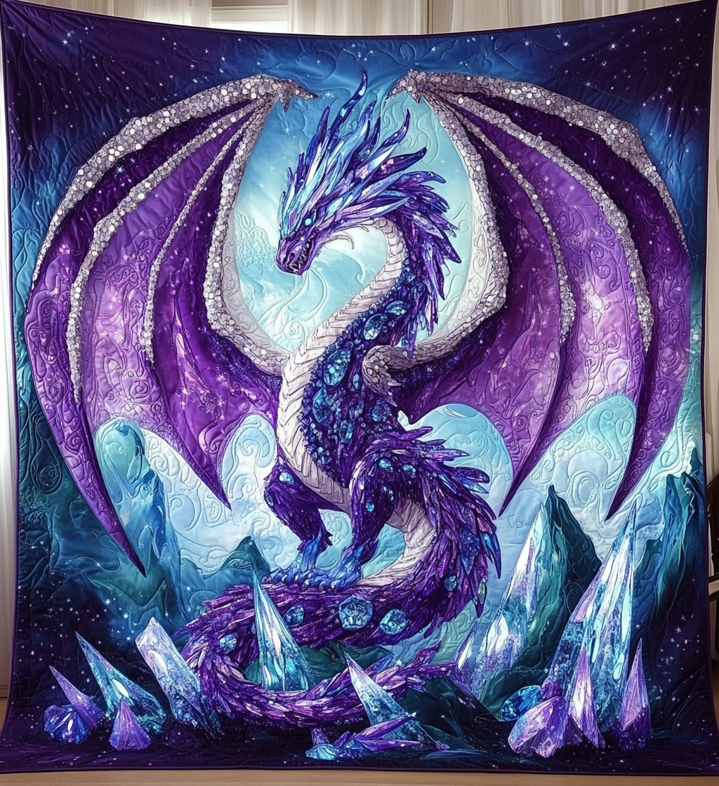 Crystal Dragon Quilted Blanket American 250 Years Birthday Gift For Dad - Tradiviet