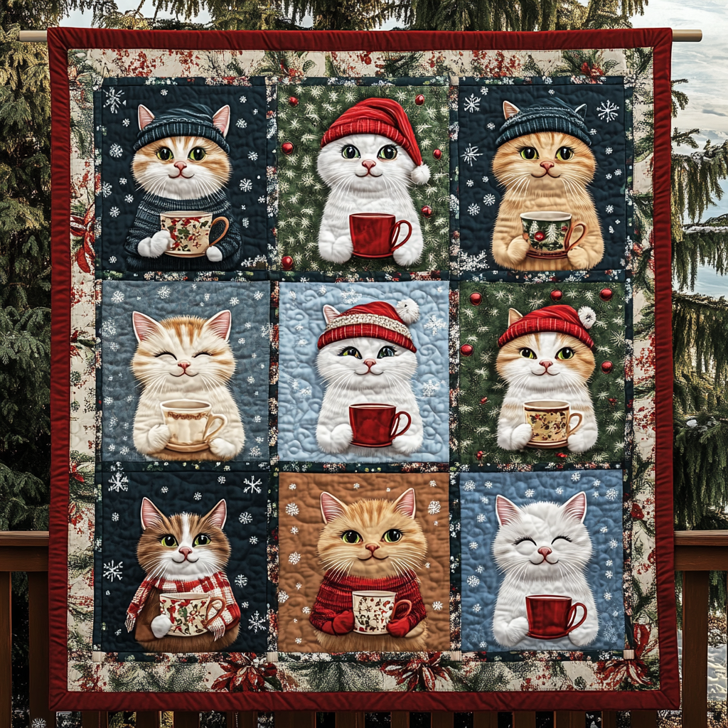 Cuddly Cats Quilted Blanket July 4 Decor Gift For Nana - Tradiviet