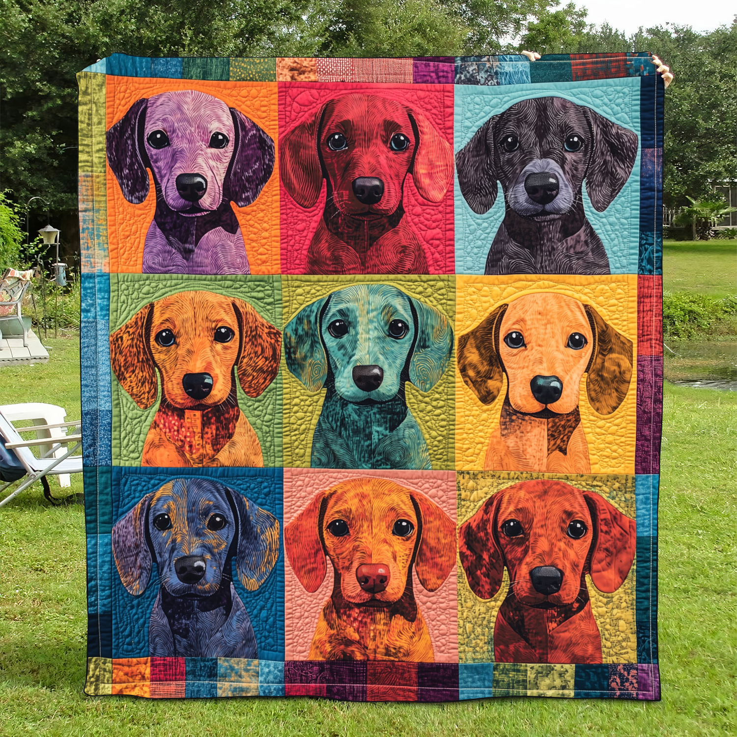 Cuddly Dachshund Quilted Blanket USA 250 Years Of Defending Liberty Gift For Bestie - Tradiviet