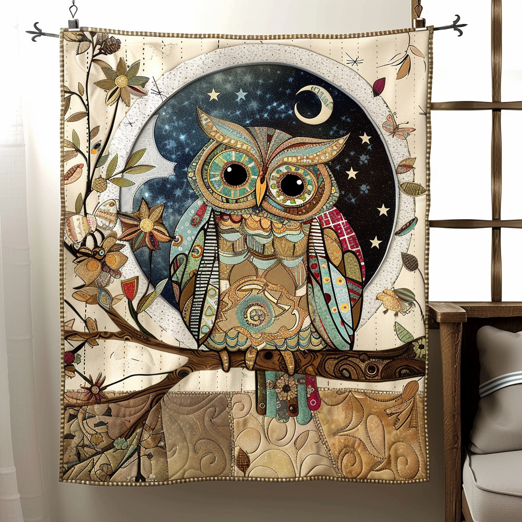 Cuddly Owl Quilted Blanket USA 250Th Anniversary Gift For Him - Tradiviet