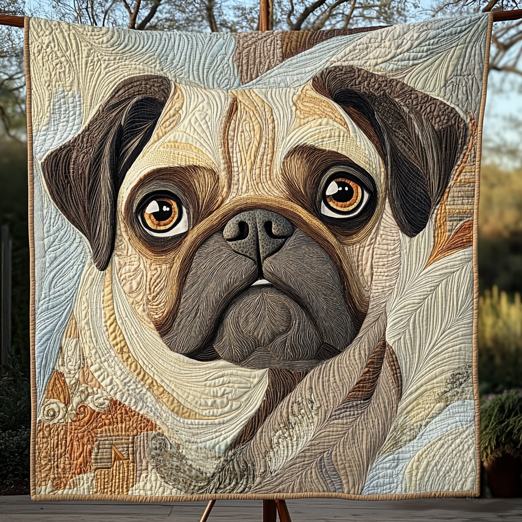 Cuddly Pug Portrait Quilted Blanket We The People Gift For Kids - Tradiviet