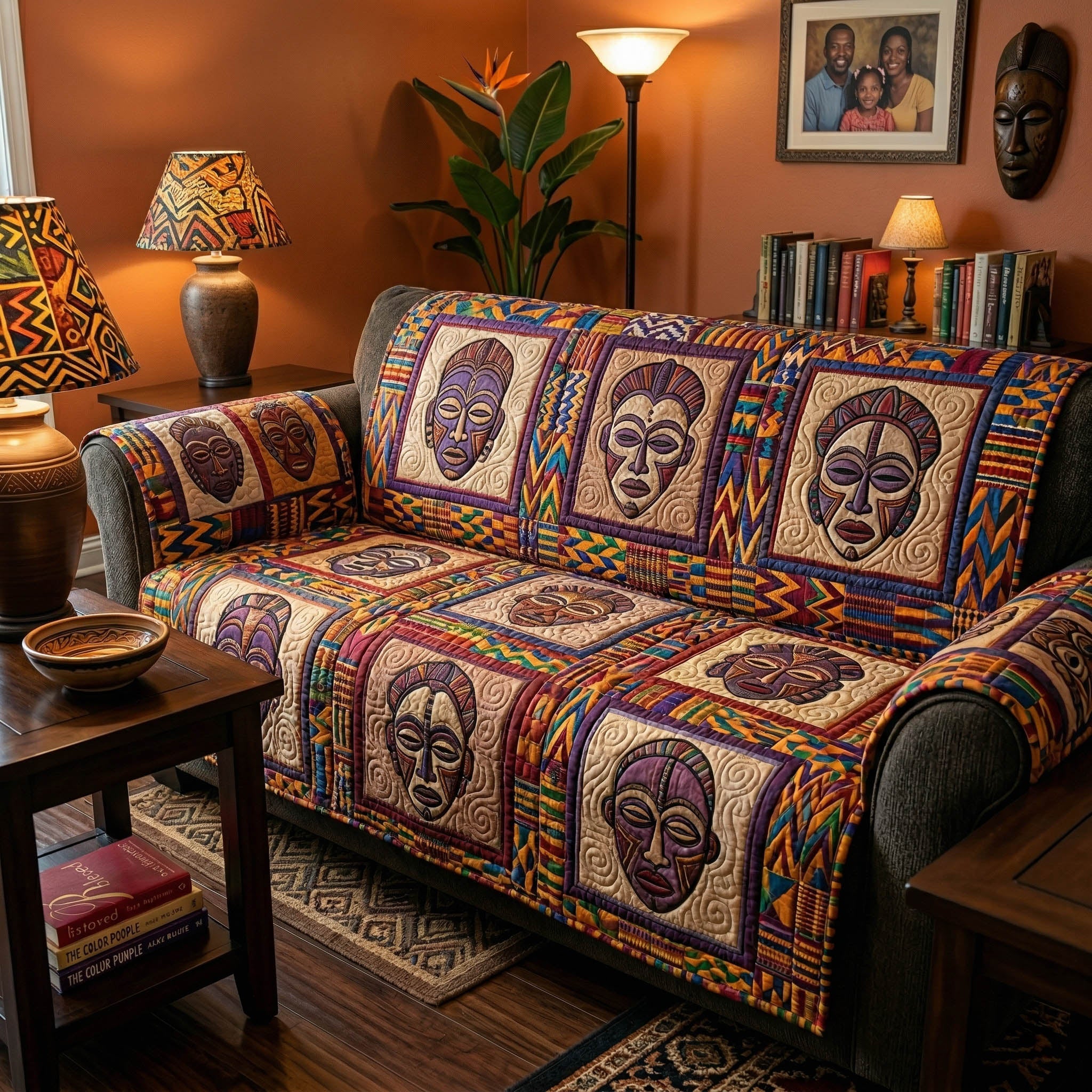 Cultural Rhythm Quilted Sofa Cover Warm Home Room Decor Cool Room Decor Gifts - Tradiviet
