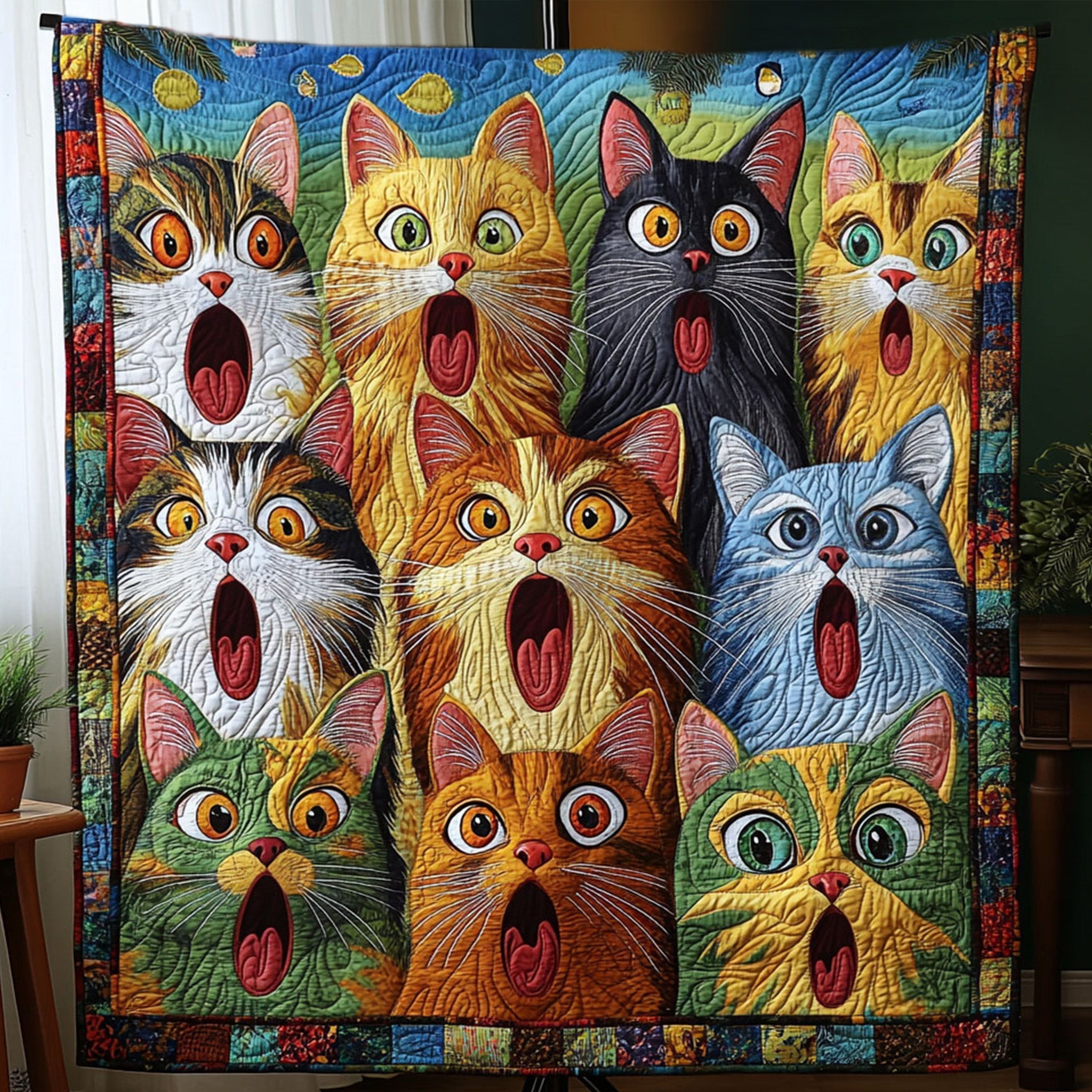 Curious Companions Quilted Blanket Decorations Indoor Gift For Living Room - Tradiviet