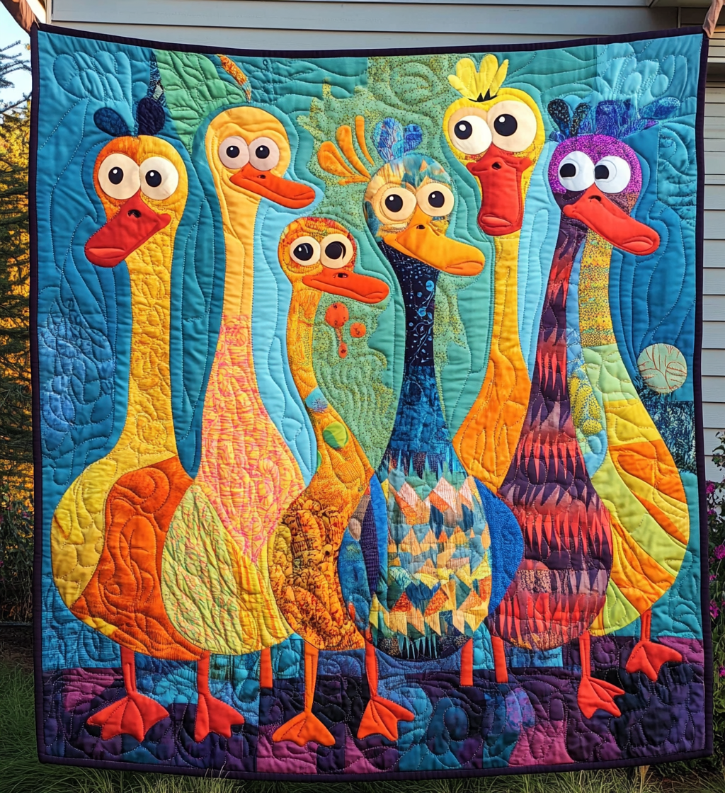 Curious Duck Quilted Blanket Indoor Decorations Gift For Bedroom Decor - Tradiviet