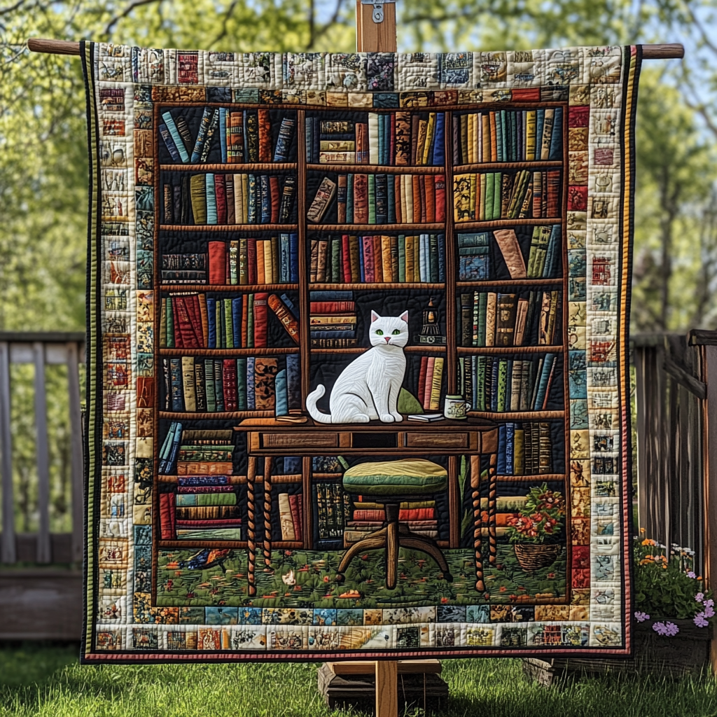 Curled Up with a Book Quilted Blanket Indoor Holiday Decorations Gift For Cozy Home - Tradiviet