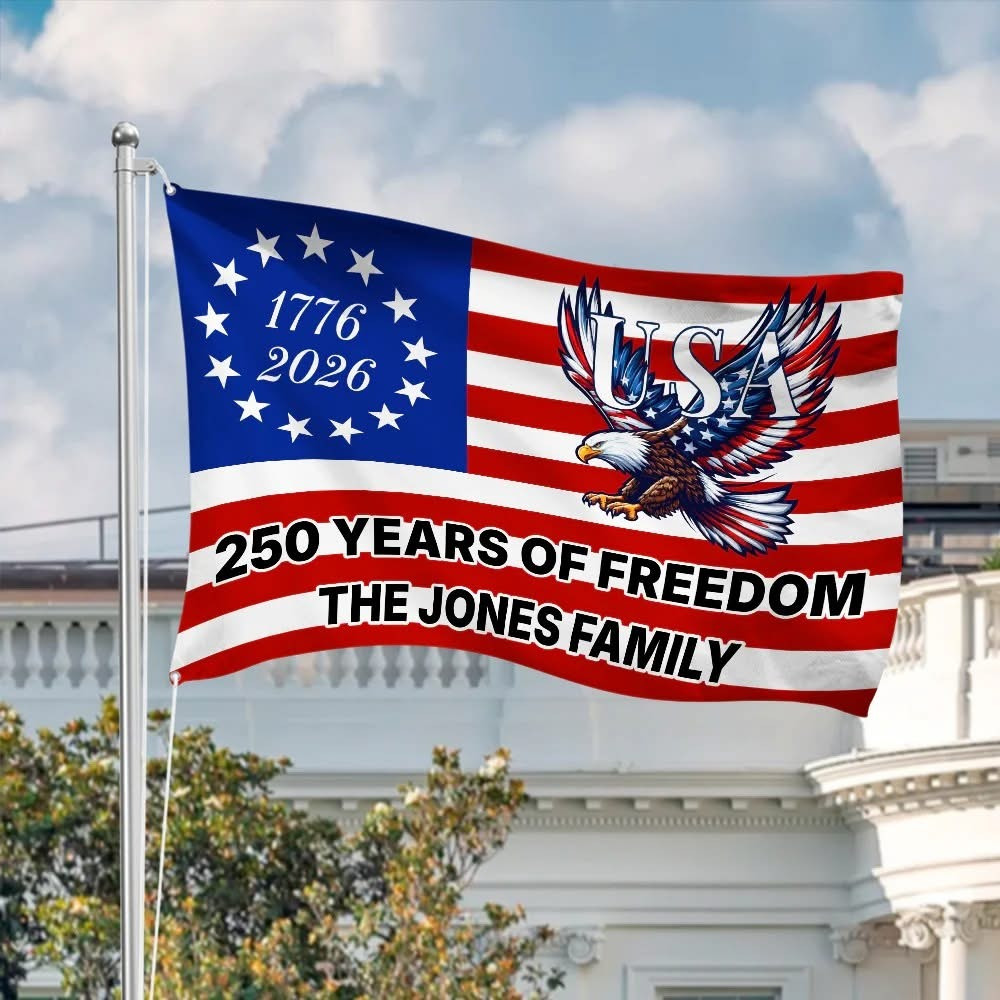 Custom Name Eagle USA 250 Years Of Freedom Flag 1776 2026 Patriotic Outdoor Decor July 4 Gifts - Tradiviet