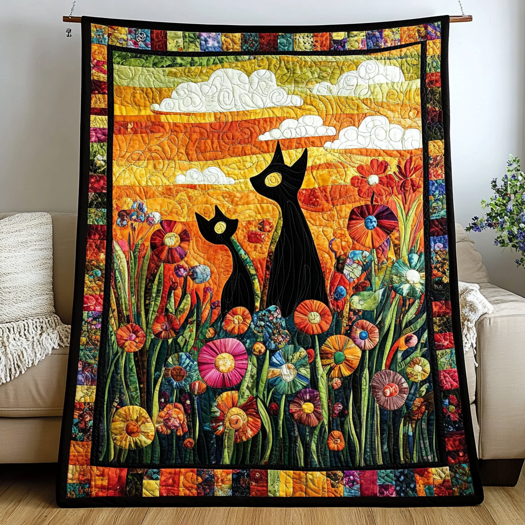 Cute Cat Quilted Blanket Decorations For Your Room Gift For Aesthetic Room - Tradiviet