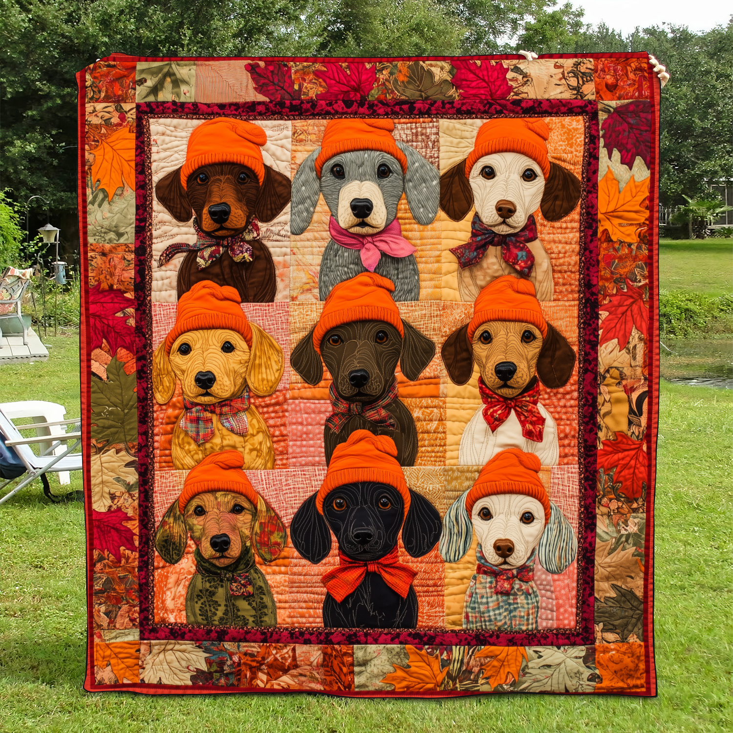 Cute Dachshunds Quilted Blanket Aesthetic Room Decor Gift For Home Accent - Tradiviet