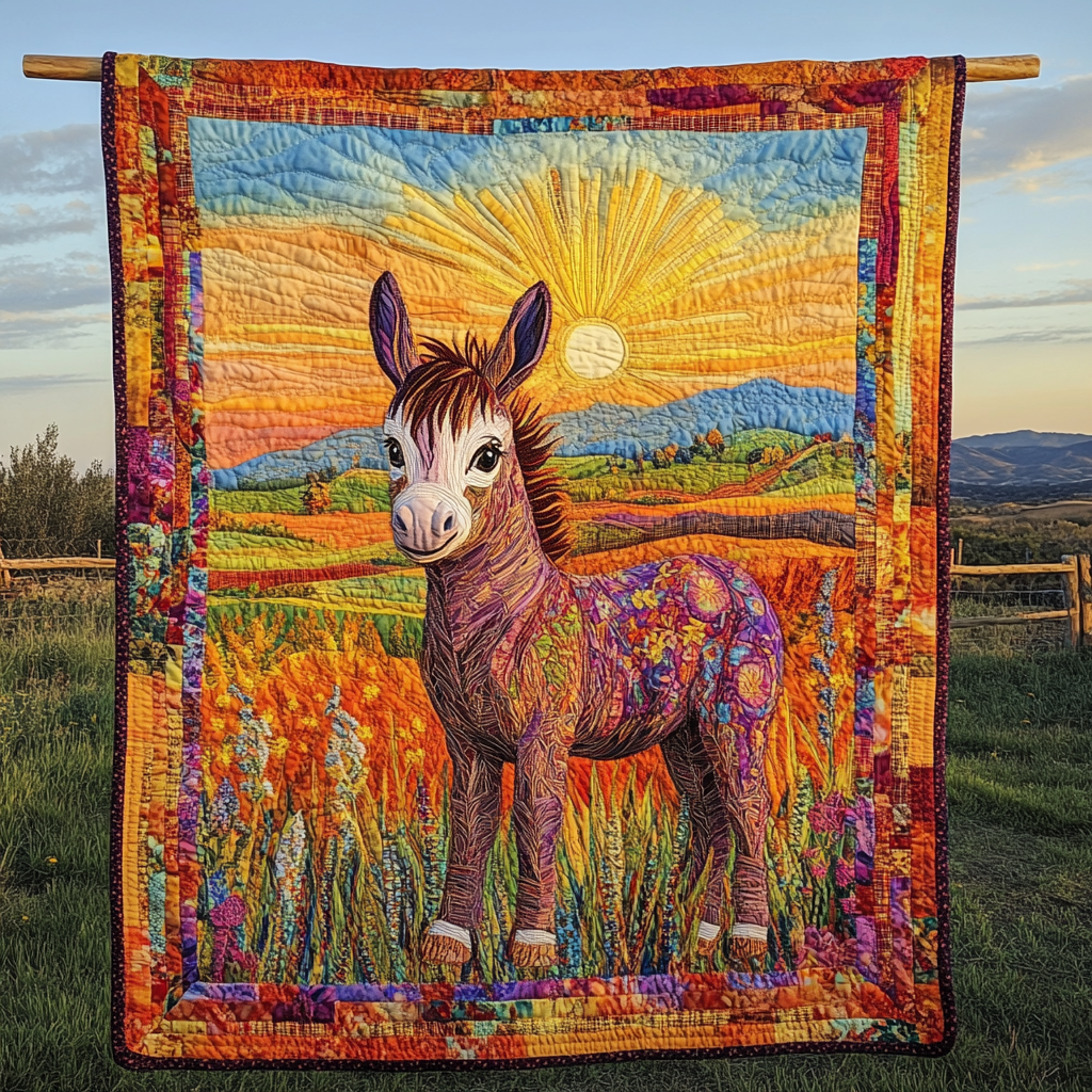 Cute Donkey Design Quilted Blanket Cute Room Decor Gift For Table Decor - Tradiviet