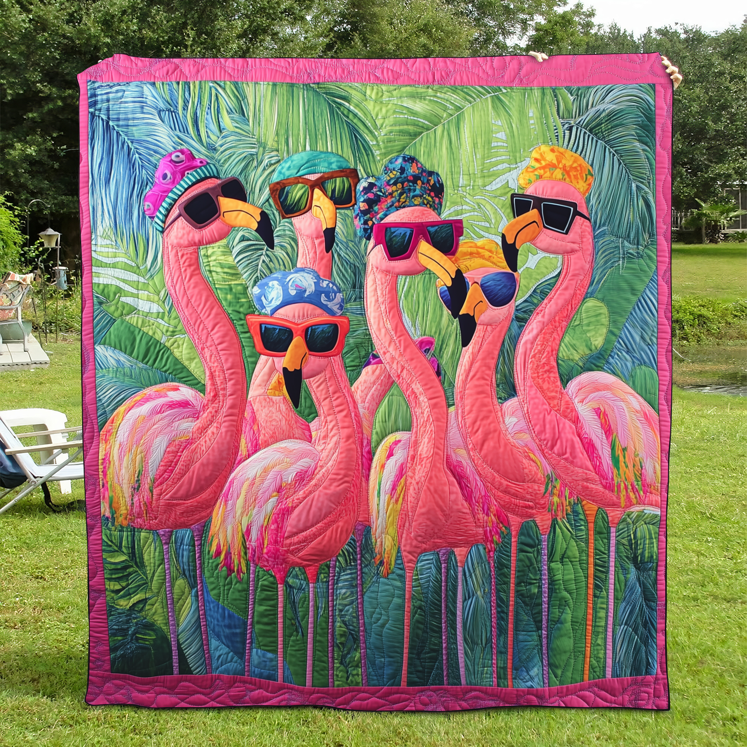 Cute Flamingo Quilted Blanket Bedroom Decorations Gift For Shelf Decor - Tradiviet