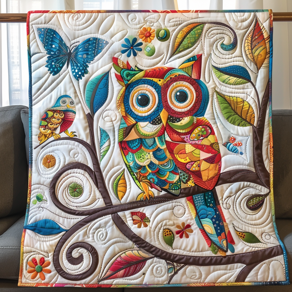 Cute Owl Quilted Blanket Room Decoration Items Patriotic Gifts For Him - Tradiviet