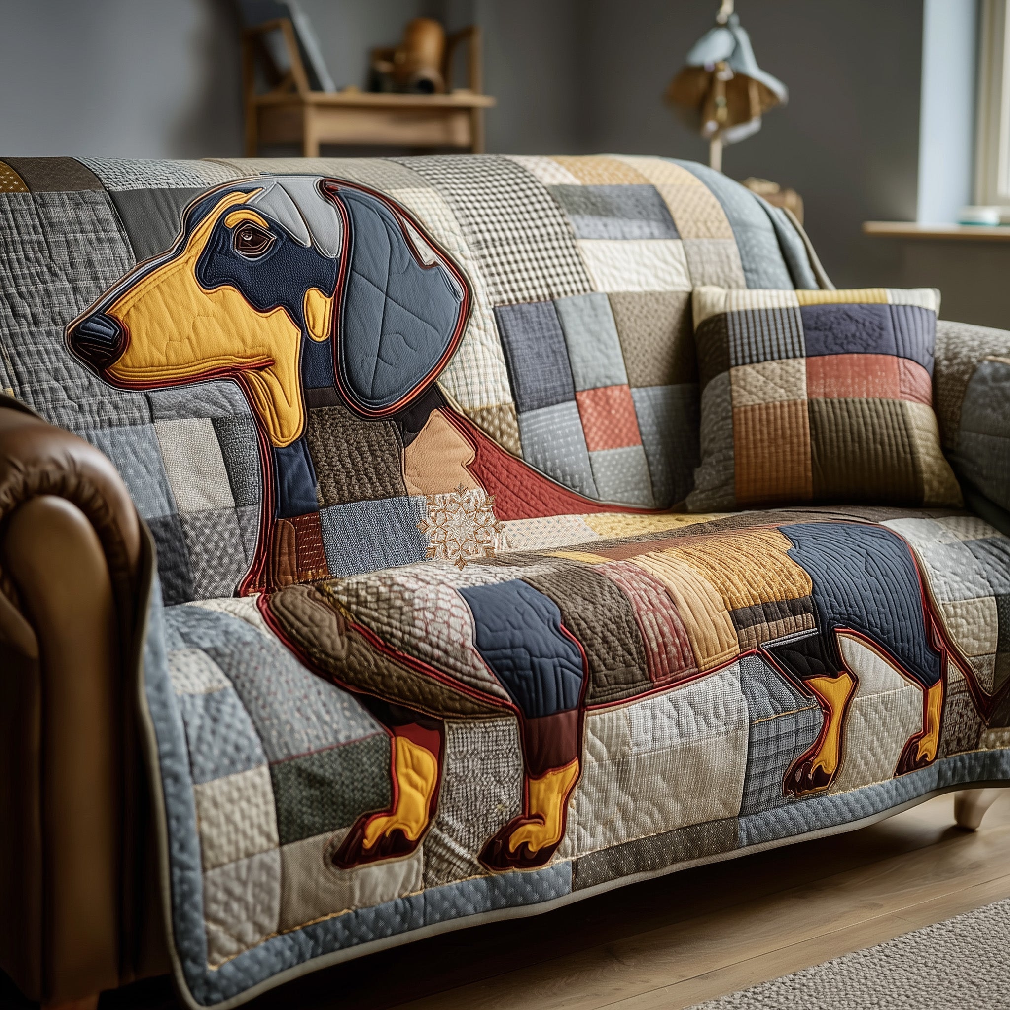 Dachshund Charm Quilted Sofa Cover Pet Home Couch Cover Gift For Room Decor - Tradiviet