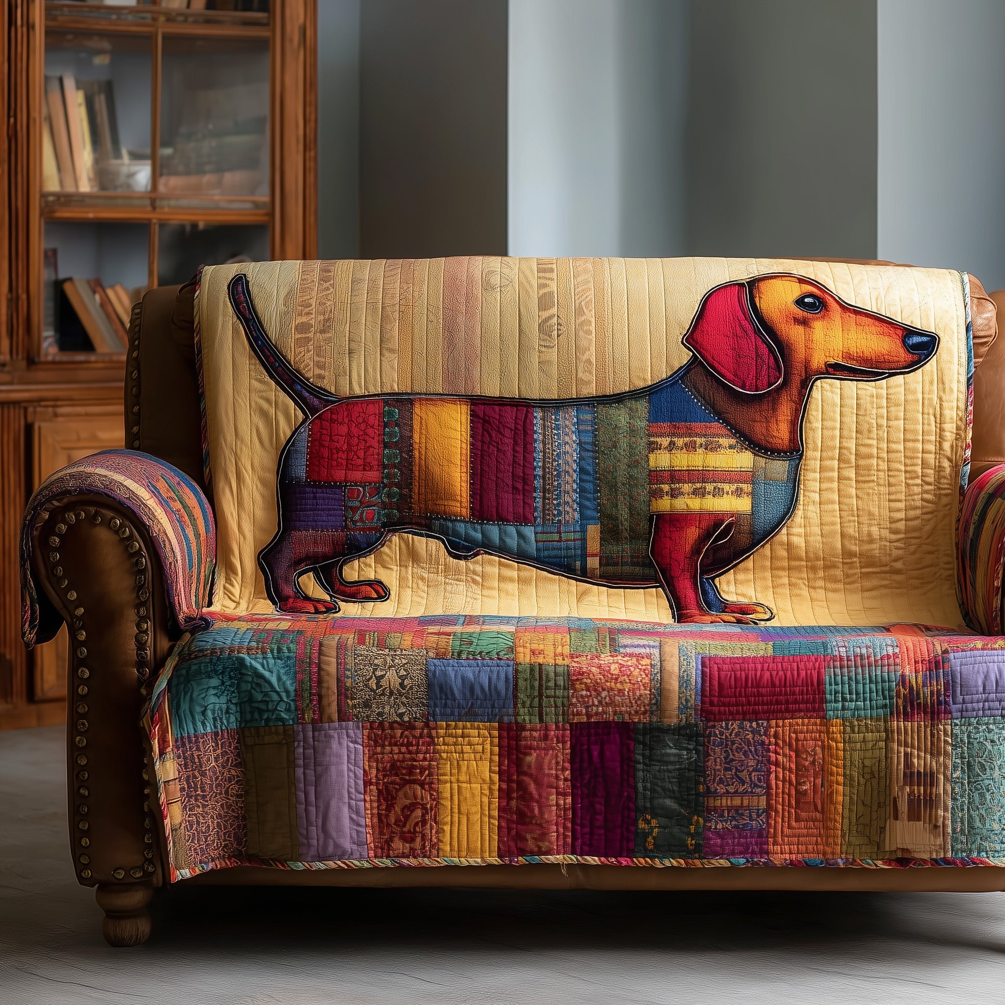 Dachshund Charm Quilted Sofa Cover Pet Home Couch Cover Gifts For Room Decor - Tradiviet