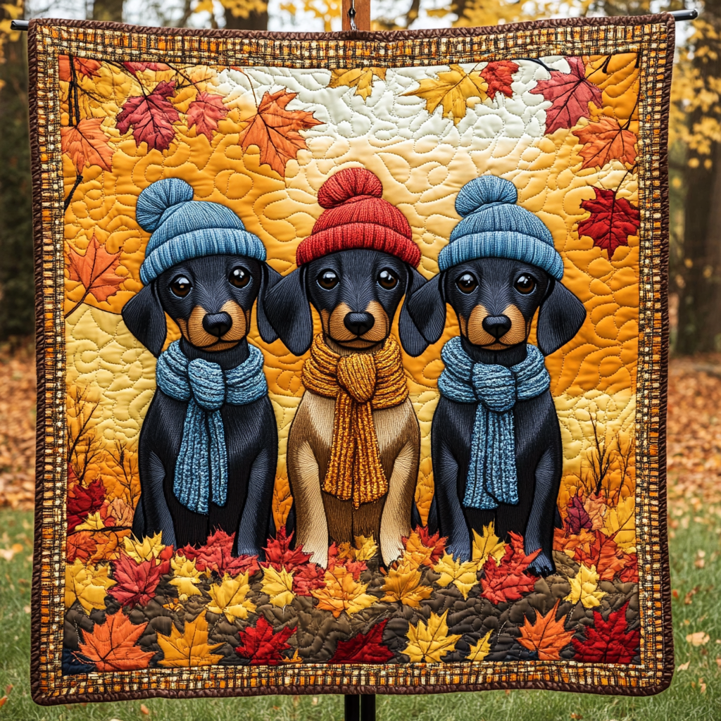 Dachshund Dash Quilted Blanket Holiday Room Decor Patriotic Gifts For Men - Tradiviet