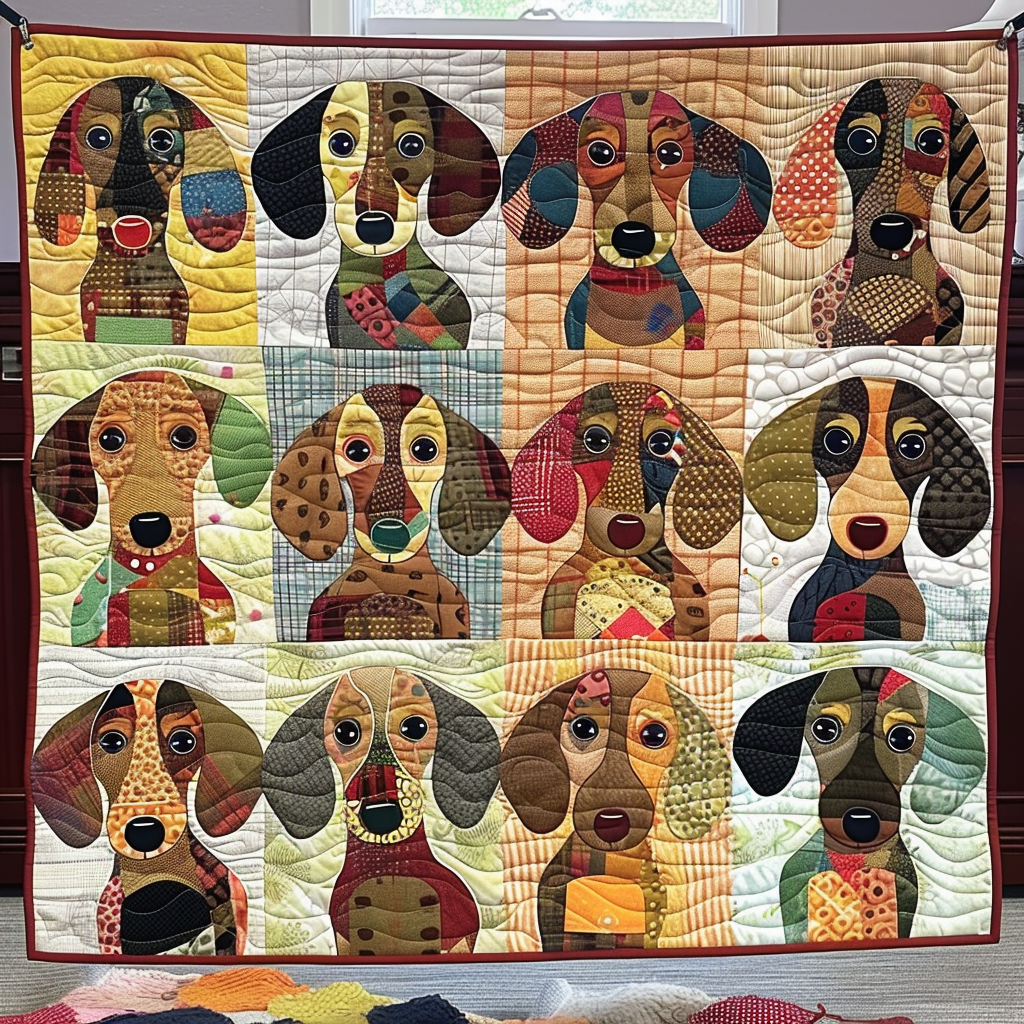 Dachshund Dreamland Quilted Blanket 1776 2026 Merch Patriotic Gifts For Women - Tradiviet