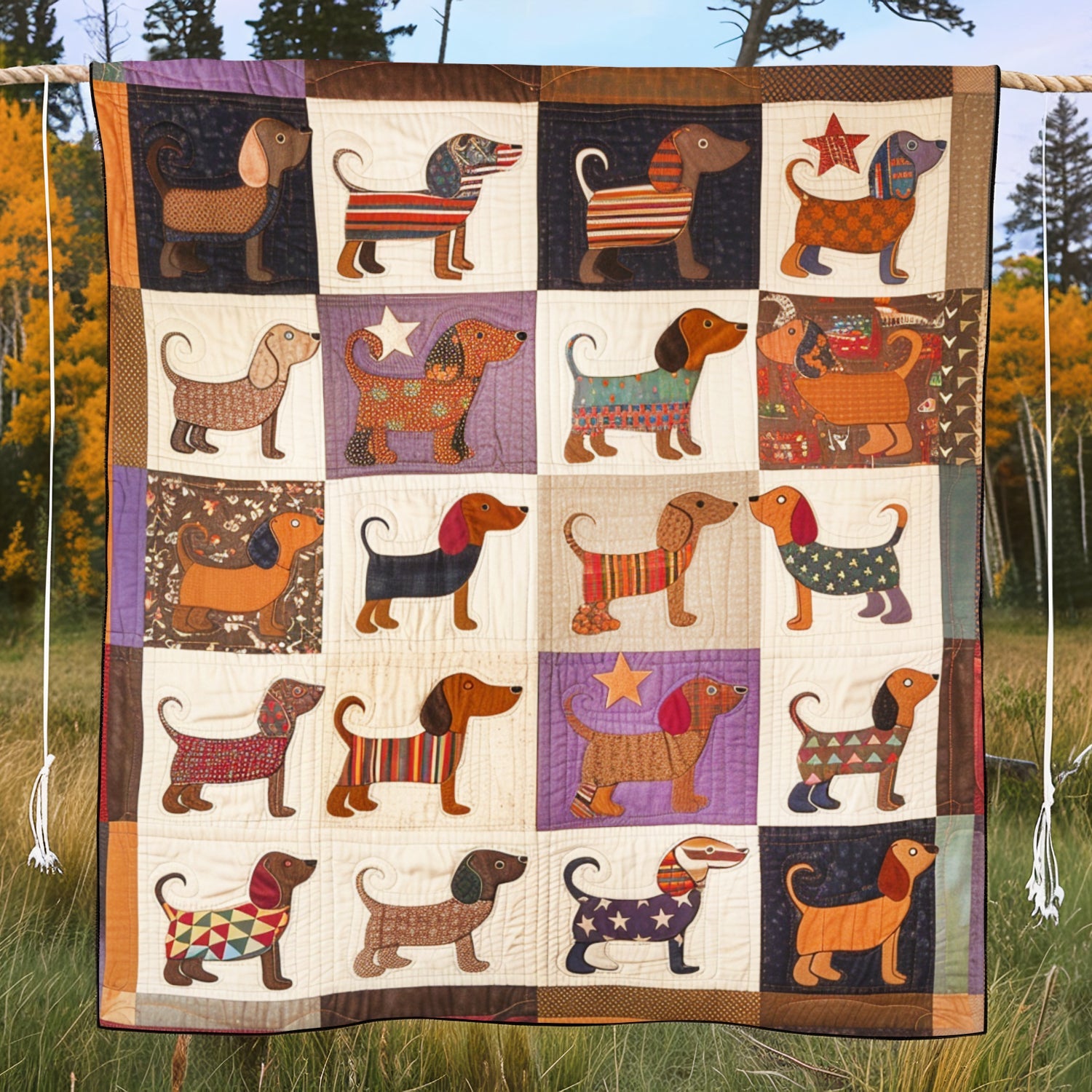Dachshund Dreamland Quilted Blanket 250 Years Of America Best Patriotic Gifts - Tradiviet