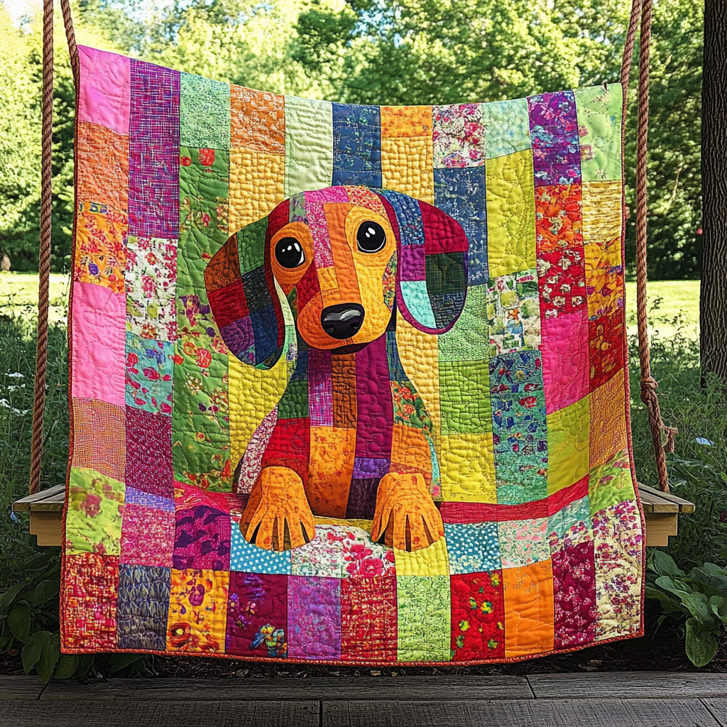 Dachshund Dreamscape Quilted Blanket 4Th Of July Patriotic Presents - Tradiviet