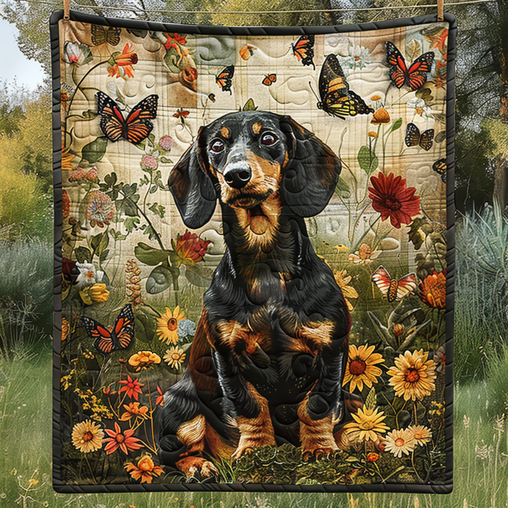 Dachshund Garden Quilted Blanket 4Th Of July Clothes Gift For Patriots - Tradiviet