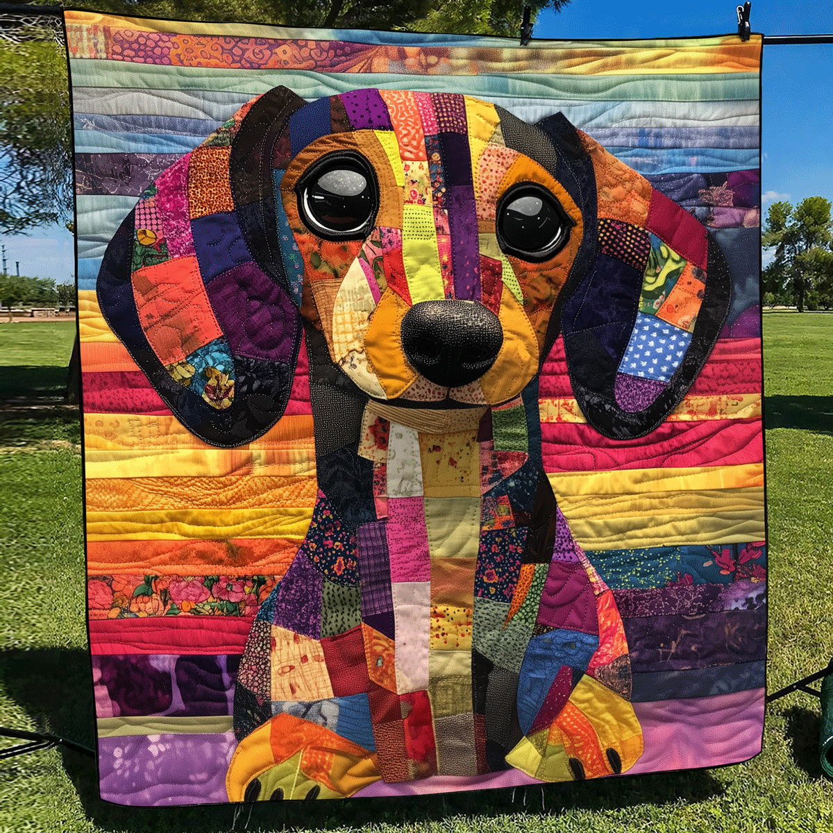 Dachshund Joy Quilted Blanket America 250 Years Gifts For Independence Day - Tradiviet