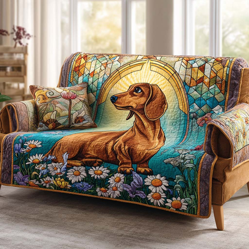 Dachshund Light Quilted Sofa Cover Holiday Couch Covers Dog Presents For Humans - Tradiviet