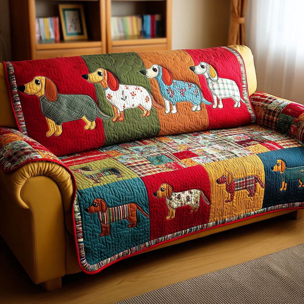 Dachshund Moments Quilted Sofa Cover Cute Sofa Slipcovers Present Ideas For Dog Lovers - Tradiviet