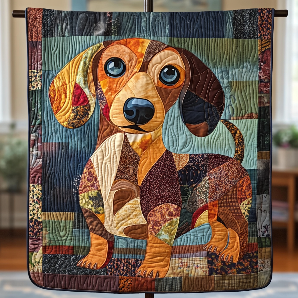 Dachshund Paws Quilted Blanket America Land Of The Free Gift For Mom - Tradiviet