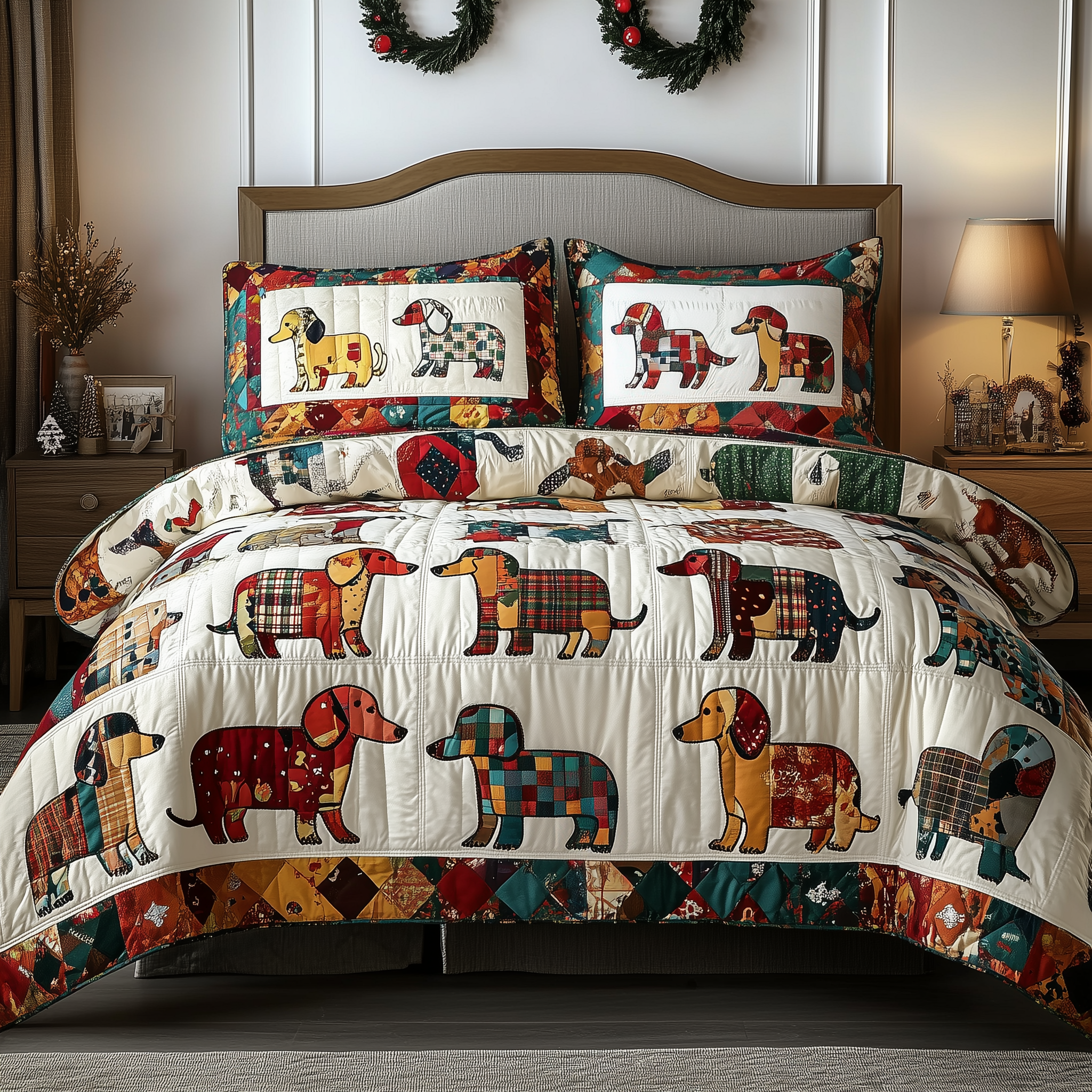 Dachshund Quilted Bedding Set Dachshund Home Celebration Gift For Dachshund Friends - Tradiviet