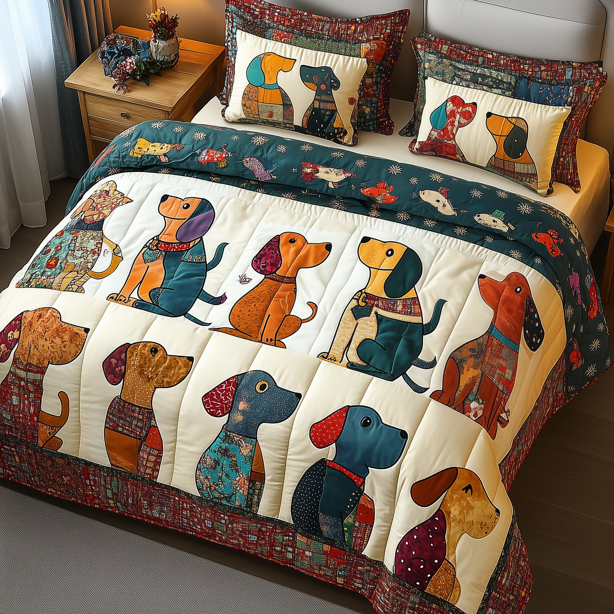 Dachshund Quilted Bedding Set Dachshund Home Forest Gift For Dachshund Family - Tradiviet
