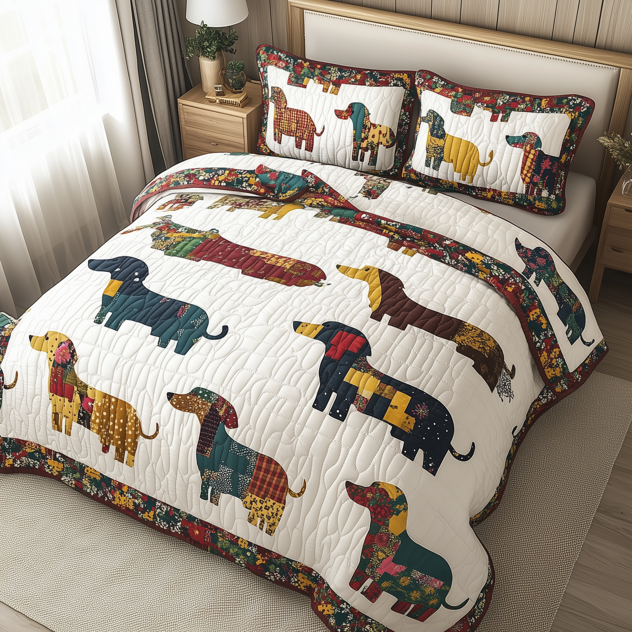 Dachshund Quilted Bedding Set Dachshund Home Patch Gift For Dachshund Lovers - Tradiviet