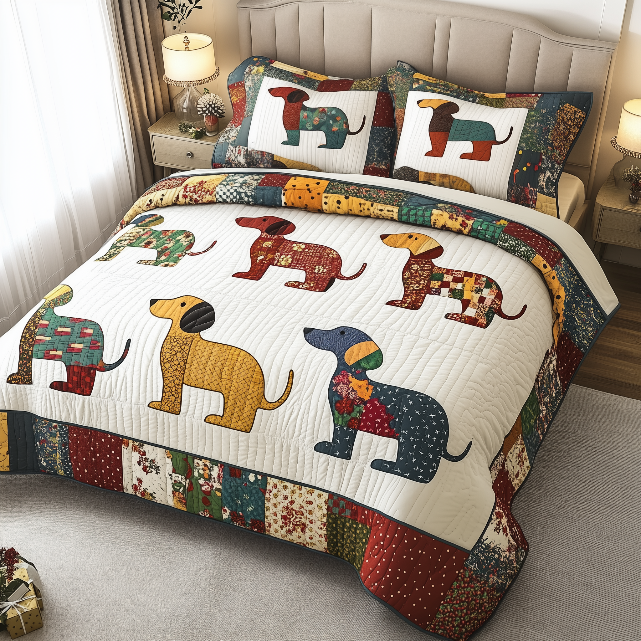 Dachshund Quilted Bedding Set Dachshund Home Vista Gift For Dachshund - Tradiviet