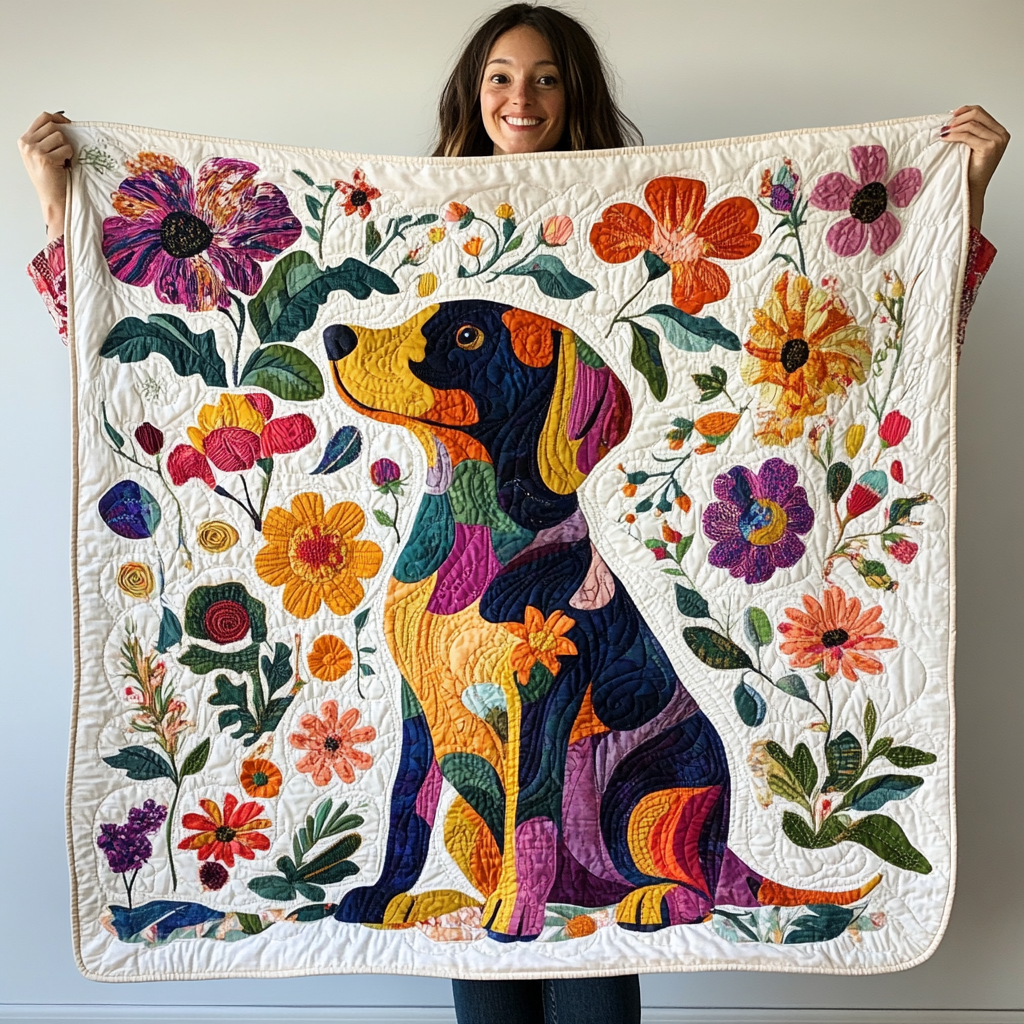 Dachsie Doodles Quilted Blanket America's Birthday Gift For Grandma - Tradiviet