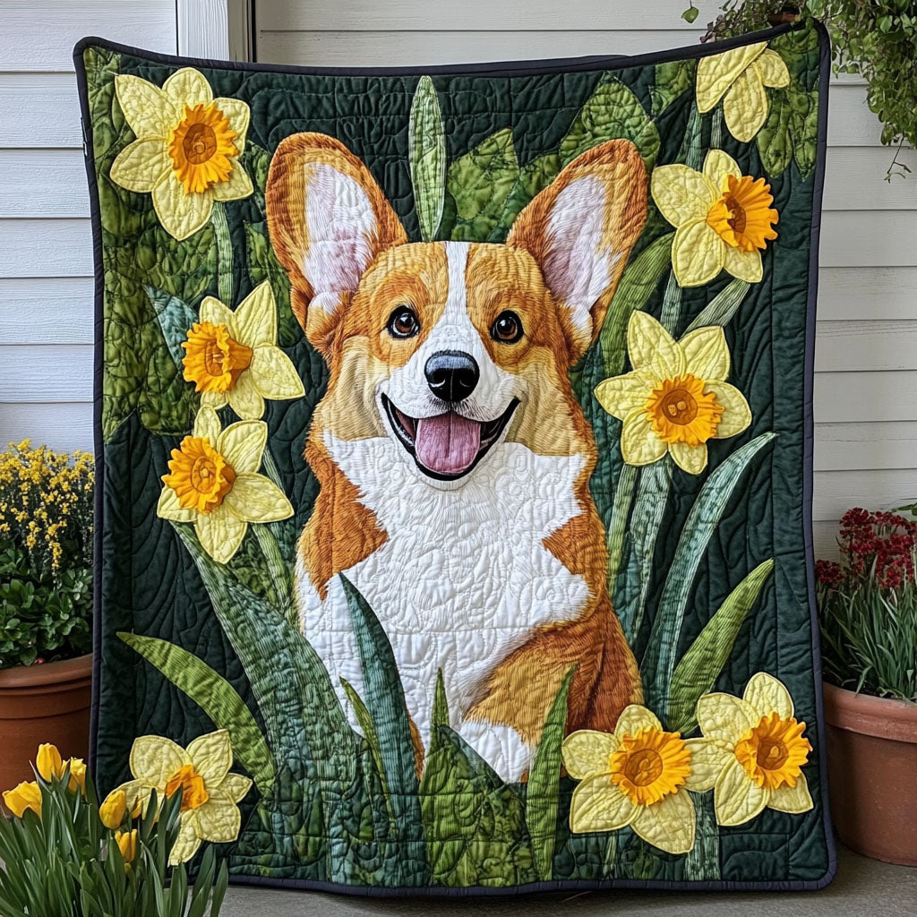 Daffodil Smile Quilted Blanket American 250 Years Birthday Gift For Grandpa - Tradiviet