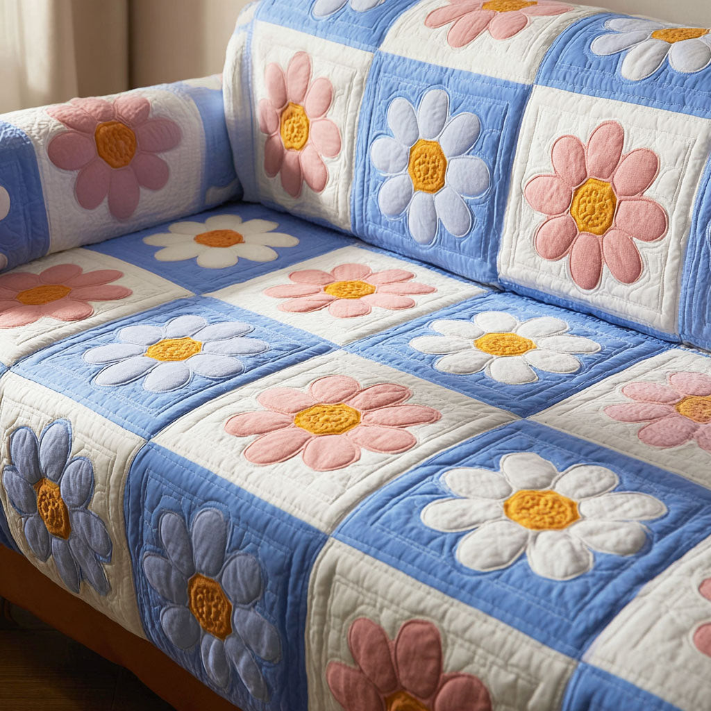 Daisy Comfort Quilted Sofa Cover Pretty Sofa Covers Creative Mother's Day Gifts - Tradiviet