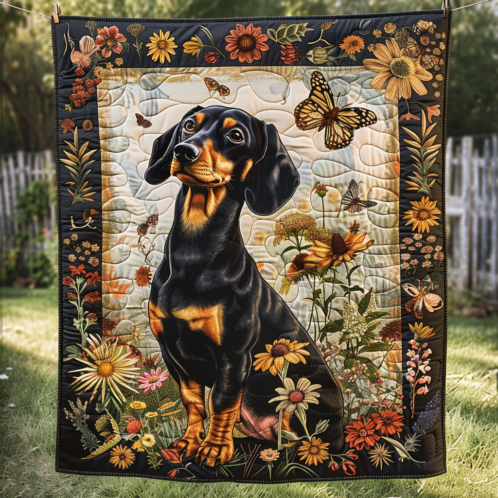 Daisy Dachshund Quilted Blanket Fourth Of July Gift For Brother - Tradiviet