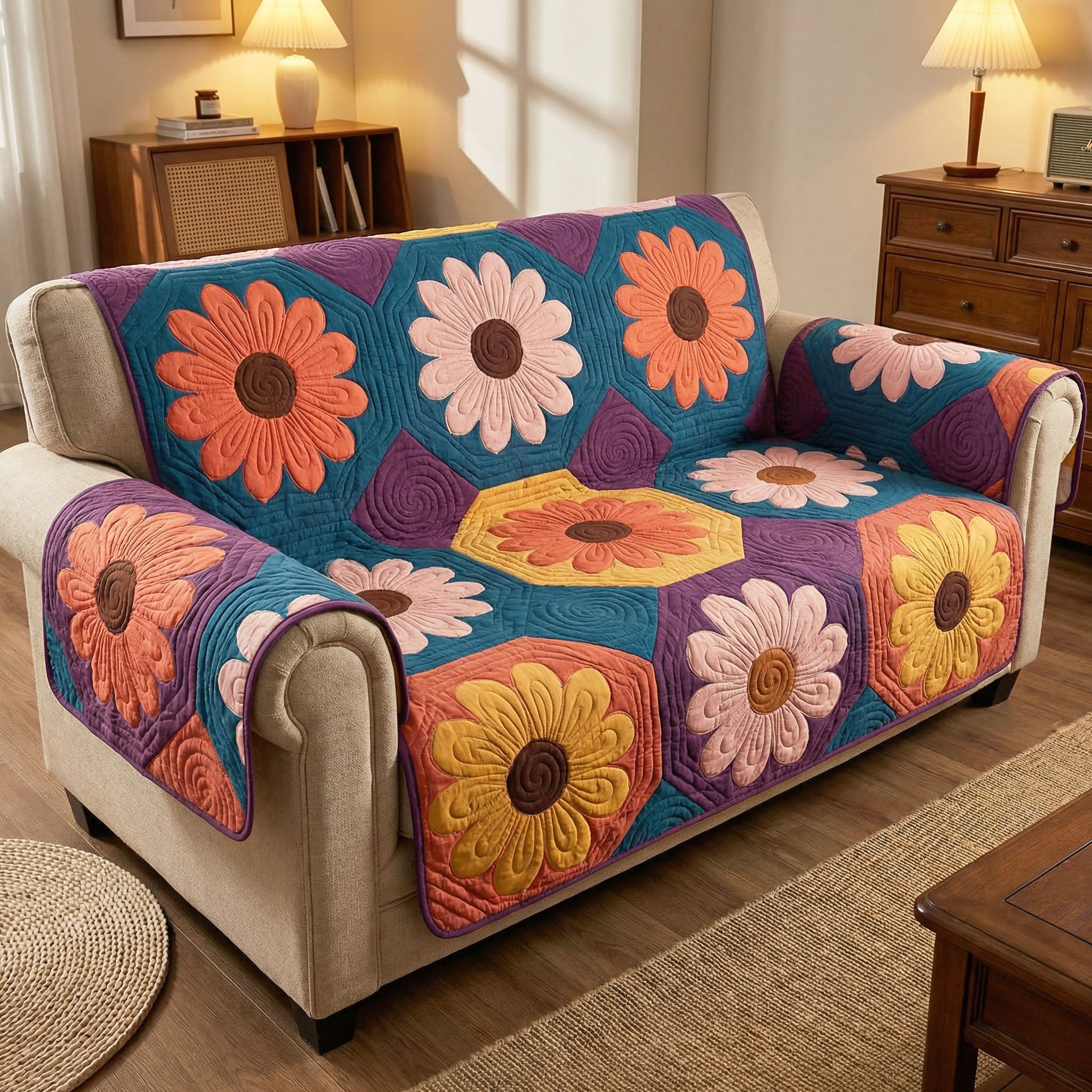 Daisy Daydream Quilted Sofa Cover Sofa Covers For Sale Awesome Birthday Gift Ideas - Tradiviet