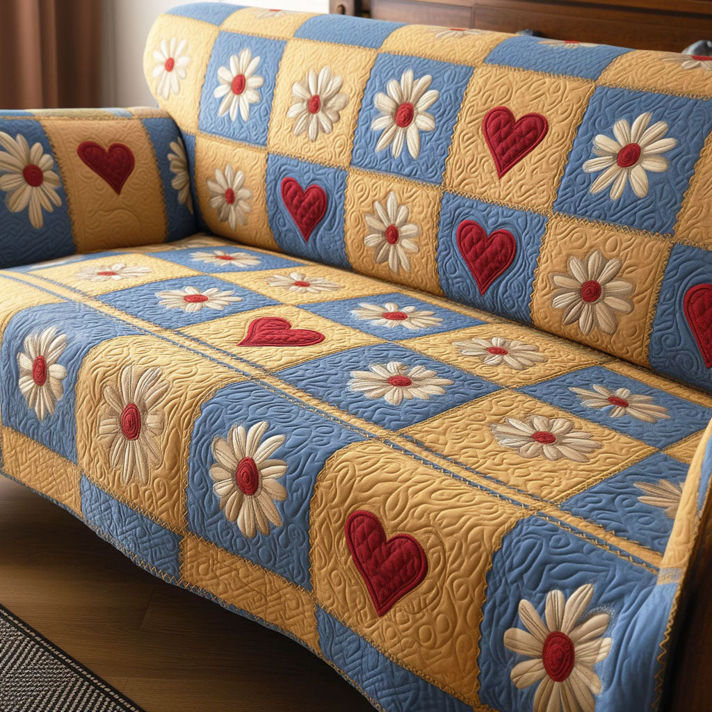 Daisy Delight Quilted Sofa Cover Sofa Seat Protector Good Gifts For Mom - Tradiviet