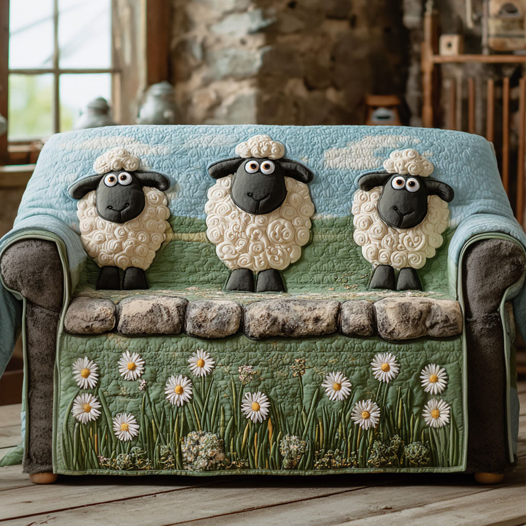 Daisy Meadow Flock Quilted Sofa Cover Sofa Seat Protector Gifts For Horse Racing Fans - Tradiviet